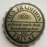 Kronkorken universal Deutschland 2010 2010er gold AUS TRADITION PRIVAT gebraut nach dem Reinheitsgebot 1516