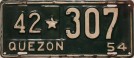 Nummernschilder / Kfz-Kennzeichen Philippinen 1954 1950er Quezon