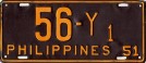 Nummernschilder / Kfz-Kennzeichen Philippinen 1951 1950er