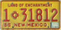 Nummernschilder / Kfz-Kennzeichen USA 1965 1960er New Mexico NM