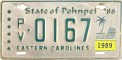 Nummernschilder / Kfz-Kennzeichen Mikronesien, Föd. Staat. 1988 1980er Pohnpei