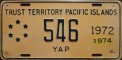 Nummernschilder / Kfz-Kennzeichen Mikronesien, Föd. Staat. 1972 1970er Yap TTPI USA