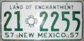 Nummernschilder / Kfz-Kennzeichen USA 1957 1950er New Mexico NM