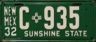 Nummernschilder / Kfz-Kennzeichen USA 1932 1930er New Mexico NM