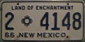Nummernschilder / Kfz-Kennzeichen USA 1966 1960er New Mexico NM