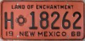 Nummernschilder / Kfz-Kennzeichen USA 1968 1960er New Mexico NM