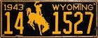 Nummernschilder / Kfz-Kennzeichen USA 1943 1940er Wyoming WY