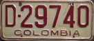 Nummernschilder / Kfz-Kennzeichen Kolumbien 1957 1950er