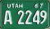 Nummernschilder / Kfz-Kennzeichen USA 1967 1960er Utah UT