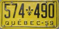 Nummernschilder / Kfz-Kennzeichen Kanada 1959 1950er Quebec