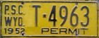 Nummernschilder / Kfz-Kennzeichen USA 1952 1950er Wyoming WY