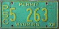 Nummernschilder / Kfz-Kennzeichen USA 1972 1970er Wyoming WY
