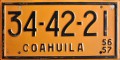 Nummernschilder / Kfz-Kennzeichen Mexiko 1956 1950er Coahuila