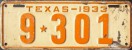 Nummernschilder / Kfz-Kennzeichen USA 1933 1930er Texas TX