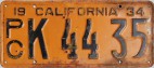 Nummernschilder / Kfz-Kennzeichen USA 1934 1930er California CA