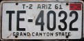 Nummernschilder / Kfz-Kennzeichen USA 1961 1960er Arizona AZ