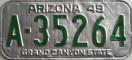 Nummernschilder / Kfz-Kennzeichen USA 1949 1940er Arizona AZ