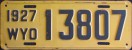 Nummernschilder / Kfz-Kennzeichen USA 1927 1920er Wyoming WY