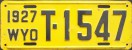 Nummernschilder / Kfz-Kennzeichen USA 1927 1920er Wyoming WY