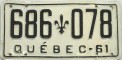 Nummernschilder / Kfz-Kennzeichen Kanada 1961 1960er Quebec