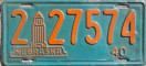 Nummernschilder / Kfz-Kennzeichen USA 1940 1940er Nebraska NE