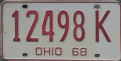 Nummernschilder / Kfz-Kennzeichen USA 1968 1960er Ohio OH