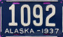 Nummernschilder / Kfz-Kennzeichen USA 1937 1930er Alaska AK