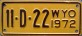 Nummernschilder / Kfz-Kennzeichen USA 1972 1970er Wyoming WY